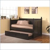 Coaster Wood Daybed with Trundle in Satin Black