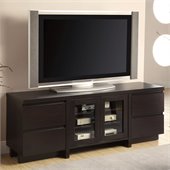 Coaster Contemporary TV Console with Glass Doors in Cappuccino