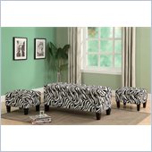 Coaster Upholstered Storage Bench and Ottomans in Zebra Print 