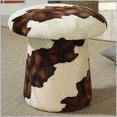 Coaster Mushroom Shaped Ottoman with Swivel in Brown and White