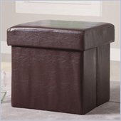Coaster Square Faux Leather Storage Ottoman in Brown