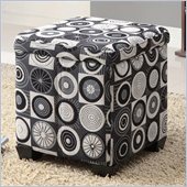 Coaster Square Fabric Ottoman in Black and White
