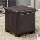 Coaster Square Faux Leather Ottoman in Brown 