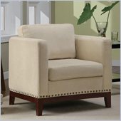 Coaster Club Chair in Beige with Walnut Colored Legs