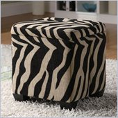 Coaster Square Fabric Ottoman in Zebra Print