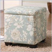 Coaster Square Fabric Ottoman in Gray and Pink Flower Pattern