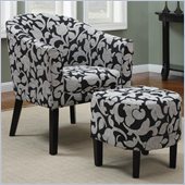 Coaster Club Chair and Ottoman in Black and Gray