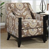 Coaster Club Chair in Brown and Beige Flower Pattern