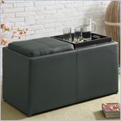 Coaster Large Ottoman with Additional Seating in Faux Leather Brown 