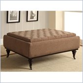 Coaster Storage Ottoman with Tufts and Caster Wood Legs in Brown
