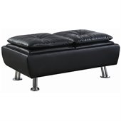 Coaster Faux Leather Storage Ottoman in Black 