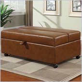 Coaster Storage Bench with Fold Out Sleeper and Casters in Caramel