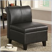 Coaster Armless Stationary Chair with Wood Feet in Brown Faux Leather