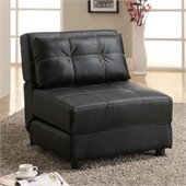 Coaster Foldable Chair and Bed in Black Faux Leather