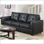 Coaster Sawyer Contemporary Leather Double Arm Sofa in Black