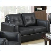 Coaster Sawyer Contemporary Leather Loveseat in Black