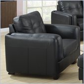 Coaster Sawyer Contemporary Leather Double Arm Chair in Black