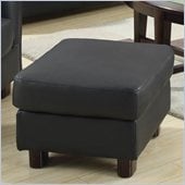 Coaster Sawyer Contemporary Leather Rectangular Ottoman in Black