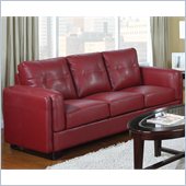Coaster Sawyer Contemporary Leather Double Arm Sofa in Red