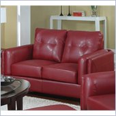 Coaster Sawyer Contemporary Leather Loveseat in Red
