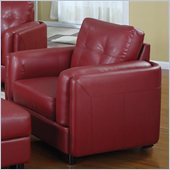 Coaster Sawyer Contemporary Leather Double Arm Chair in Red