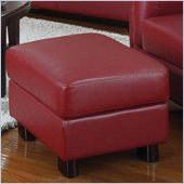 Coaster Sawyer Contemporary Leather Rectangular Ottoman in Red
