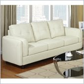 Coaster Sawyer Contemporary Leather Double Arm Sofa in Cream