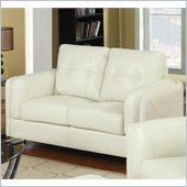 Coaster Sawyer Contemporary Leather Loveseat in Cream