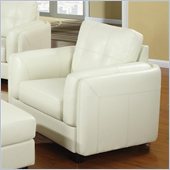 Coaster Sawyer Contemporary Leather Double Arm Chair in Cream
