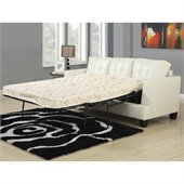 Coaster Samuel Bonded Leather Sleeper Sofa in Cream