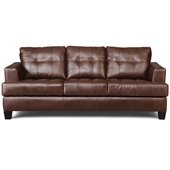 Coaster Samuel Leather Stationary Sofa in Dark Brown