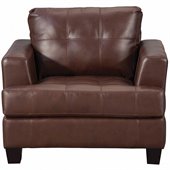 Coaster Samuel Leather Attached Seat Cushion Chair in Dark Brown