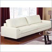 Coaster Ava Contemporary Leather Sofa with Platform Legs in Cream
