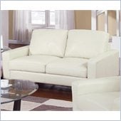 Coaster Ava Contemporary Leather Loveseat with Platform Legs in Cream