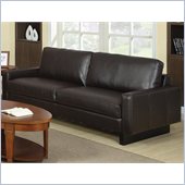 Coaster Ava Contemporary Leather Sofa with Platform Legs in Brown