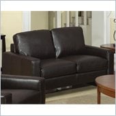 Coaster Ava Contemporary Leather Loveseat with Platform Legs in Brown