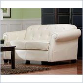 Coaster Kristyna Bonded Leather Button Tufted Loveseat in White