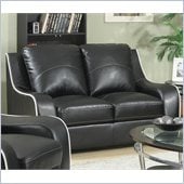 Coaster Myles Bonded Leather Love Seat in Black