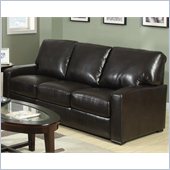 Coaster Kelsey Bonded Leather Stationary Sofa in Rich Brown
