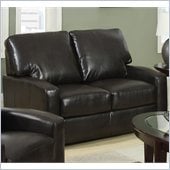 Coaster Kelsey Bonded Leather Love Seat in Rich Brown