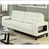Coaster Paige Leather Sofa with Cutout Arms in Cream