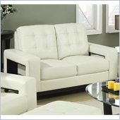 Coaster Paige Leather Love Seat with Cutout Arms in Cream