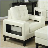 Coaster Paige Leather Club Chair with Cutout Arms in Cream