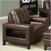 Coaster Paige Leather Club Chair with Cutout Arms in Brown