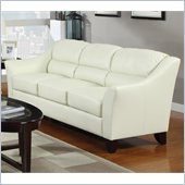 Coaster Brooklyn Casual Contemporary Leather Sofa in Ivory