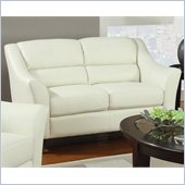 Coaster Brooklyn Casual Contemporary Leather Love Seat in Ivory