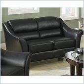 Coaster Brooklyn Casual Contemporary Leather Love Seat in Black
