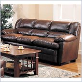 Coaster Harper Overstuffed Leather Sofa with Pillow Arms in Rich Brown