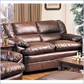 Coaster Harper Overstuffed Leather Love Seat in Rich Brown