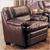 Coaster Harper Overstuffed Leather Club Chair in Rich Brown
